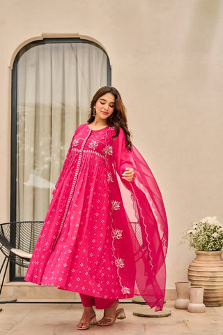 Fuchsia Flair: Embroidered Angrakha-Style Suit