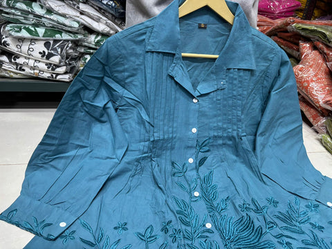 Elegant Pastel Blue Co-ord Set with Floral Print Shirt